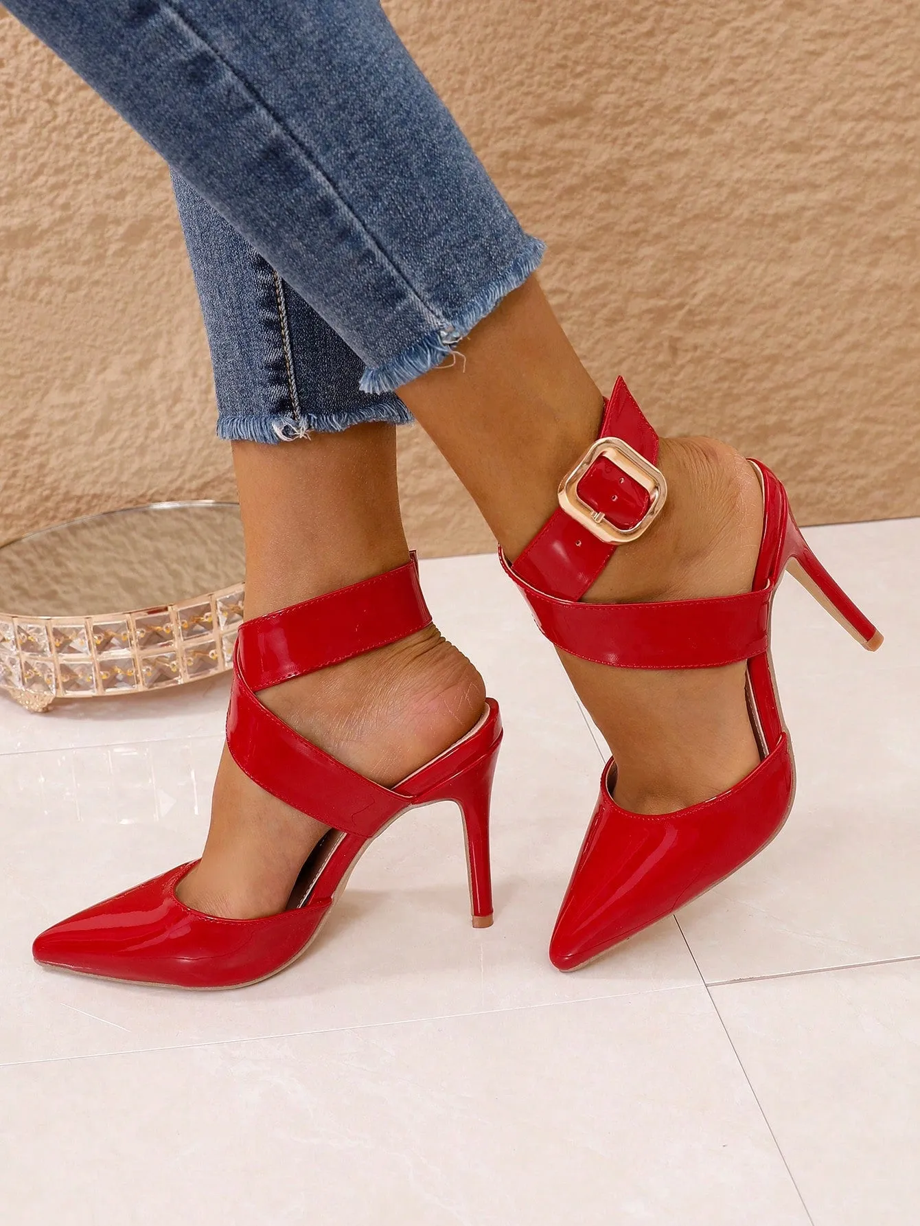 Pointed Toe Stiletto High-Heeled Shoes