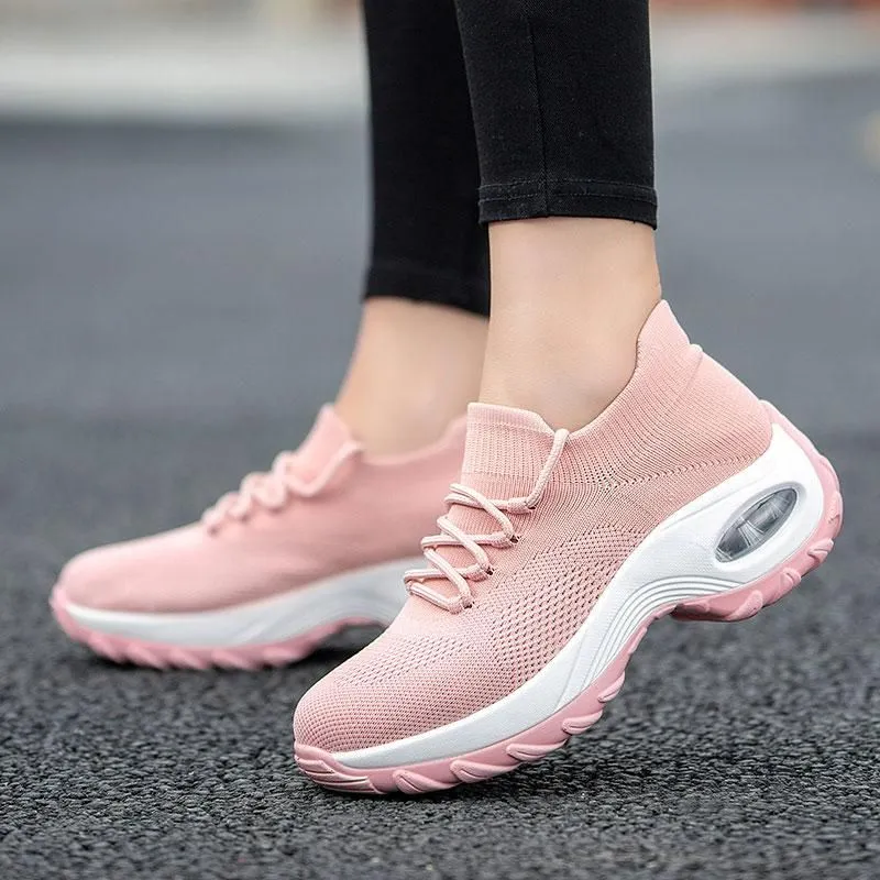 Premium Lace Up Walking Running Shoes Platform Sneakers for Women, 8 colors