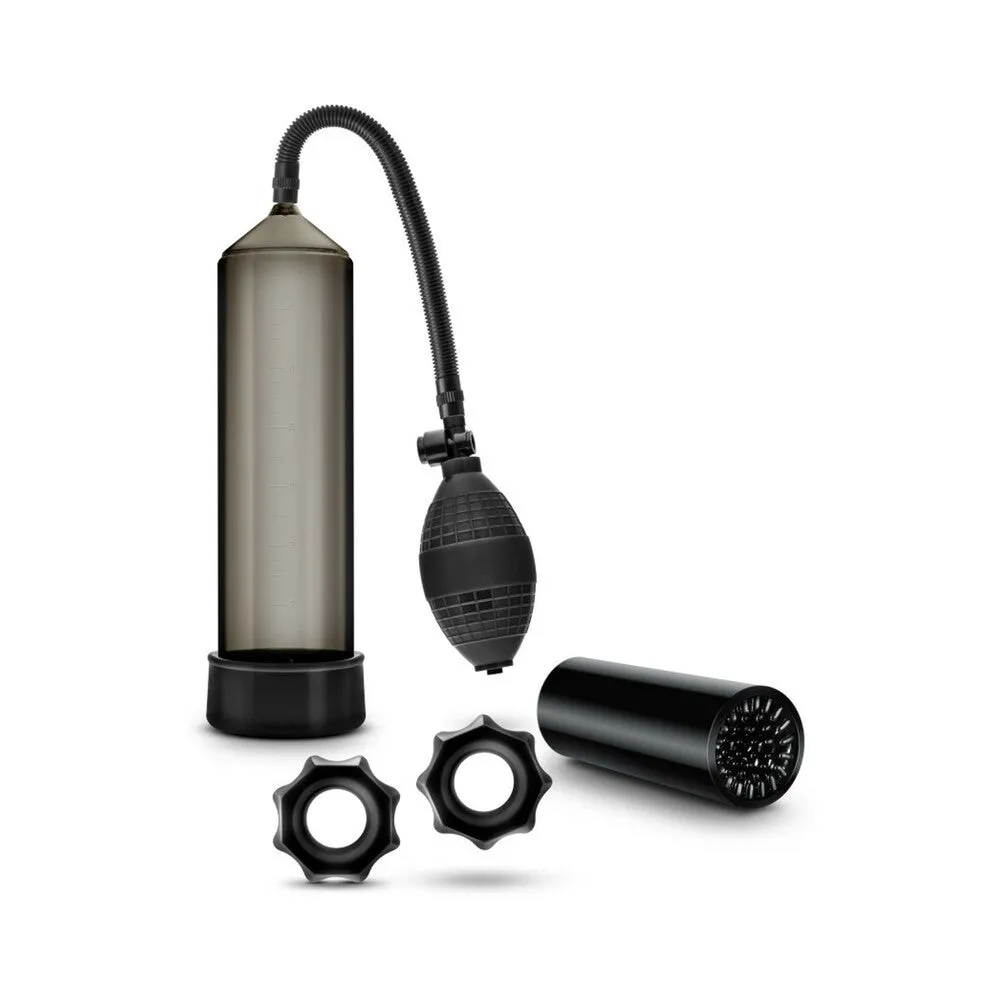 Quickie Kit Thick Cock Pump, Stroker & 2-Piece Cockring Set Black