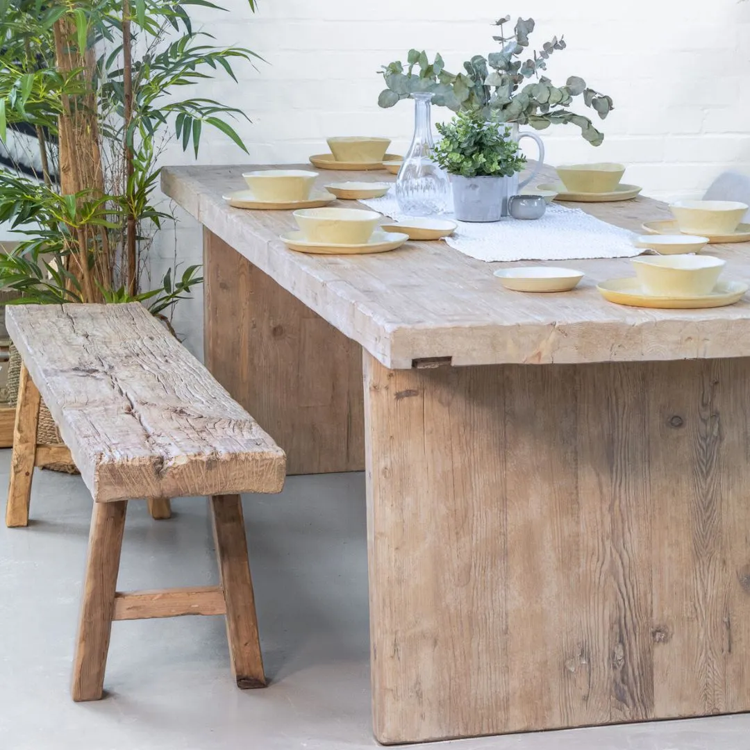 Reclaimed Elm Dining Table - Solid Leg