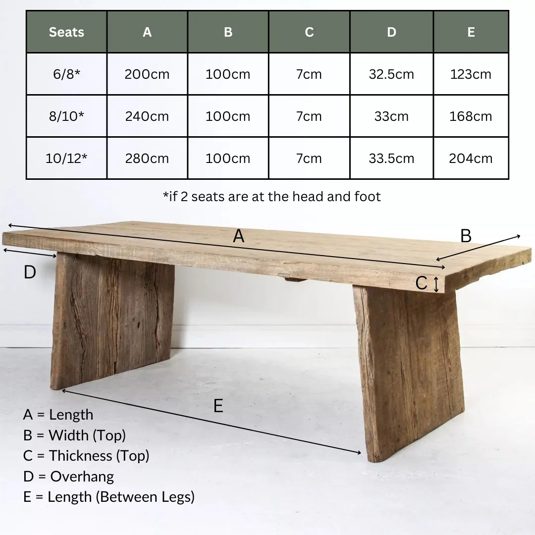 Reclaimed Elm Dining Table - Solid Leg