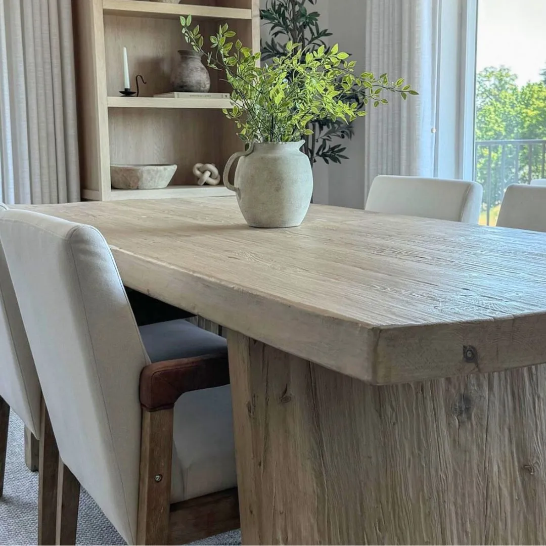 Reclaimed Elm Dining Table - Solid Leg