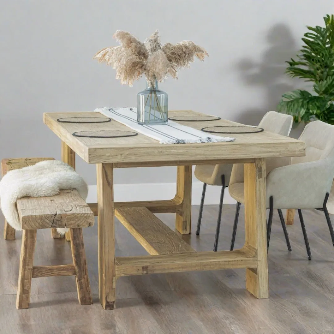 Reclaimed Elm Dining Table - Trestle Leg