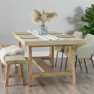 Reclaimed Elm Dining Table - Trestle Leg