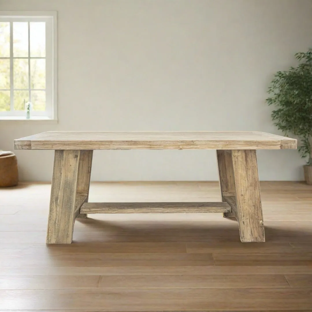 Reclaimed Elm Dining Table - Trestle Leg