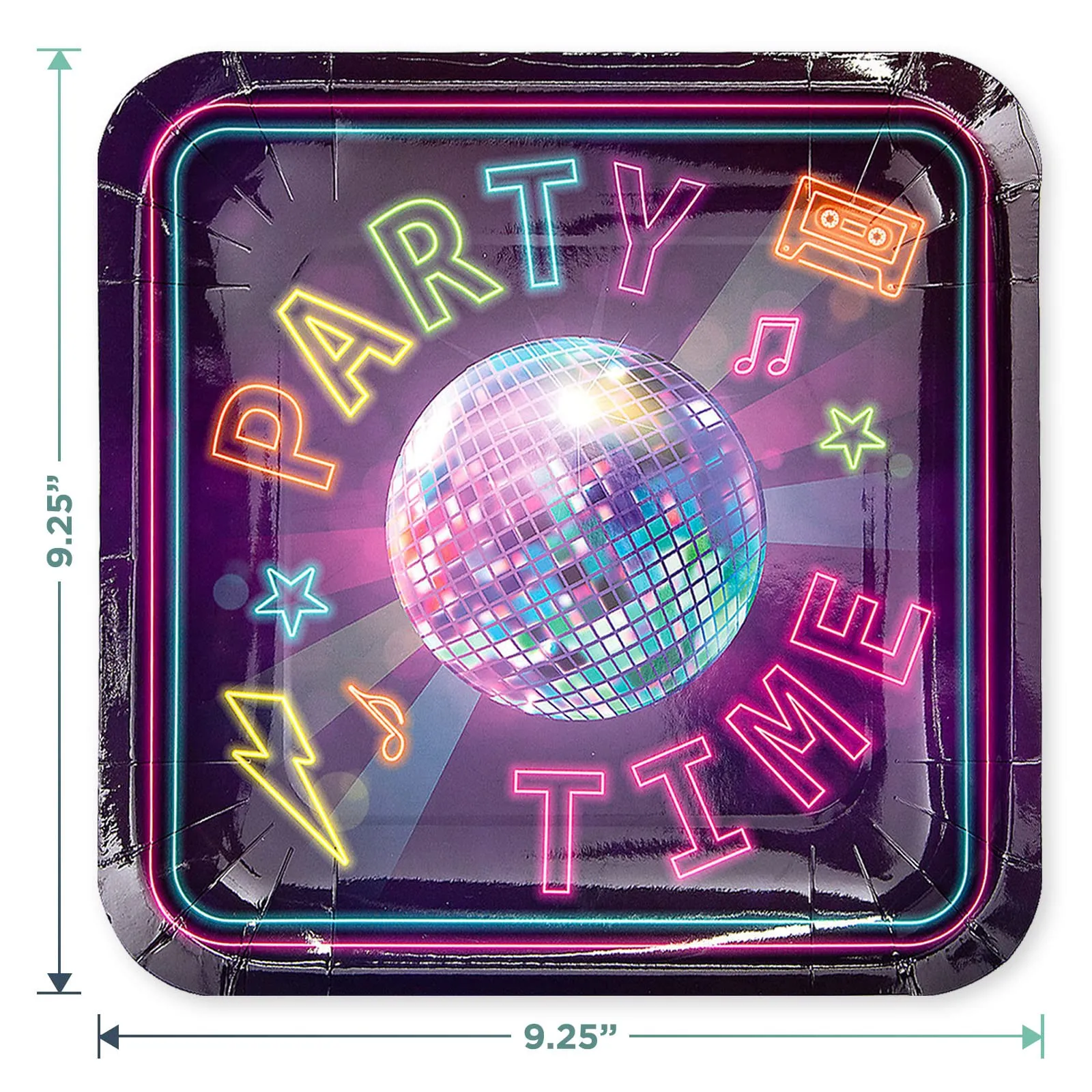 Retro Vibes 70's Disco & Roller Skate Paper Dinner Plates and Shaped Napkins (Serves 16)