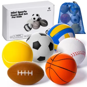 Set of 6 Mini Sports Foam Balls Outdoor Toddler Toys Foam Football Baby Ball