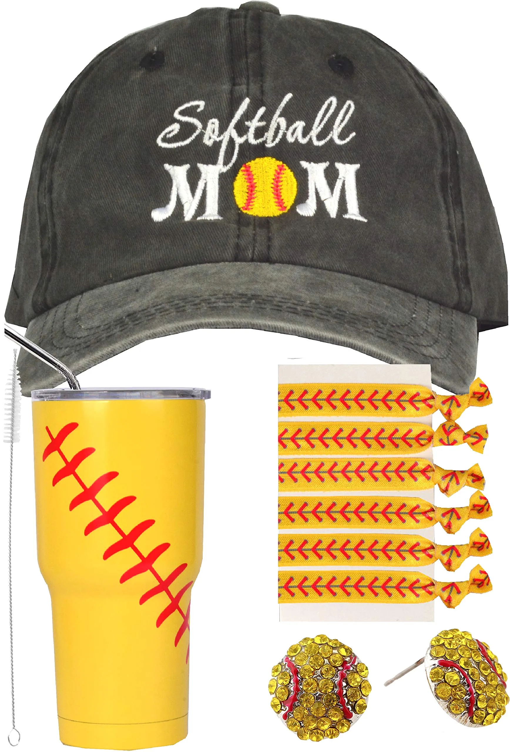 Softball Mom Gifts, Softball Tumbler, Softball Mom Trucker Hat, Softball Earrings