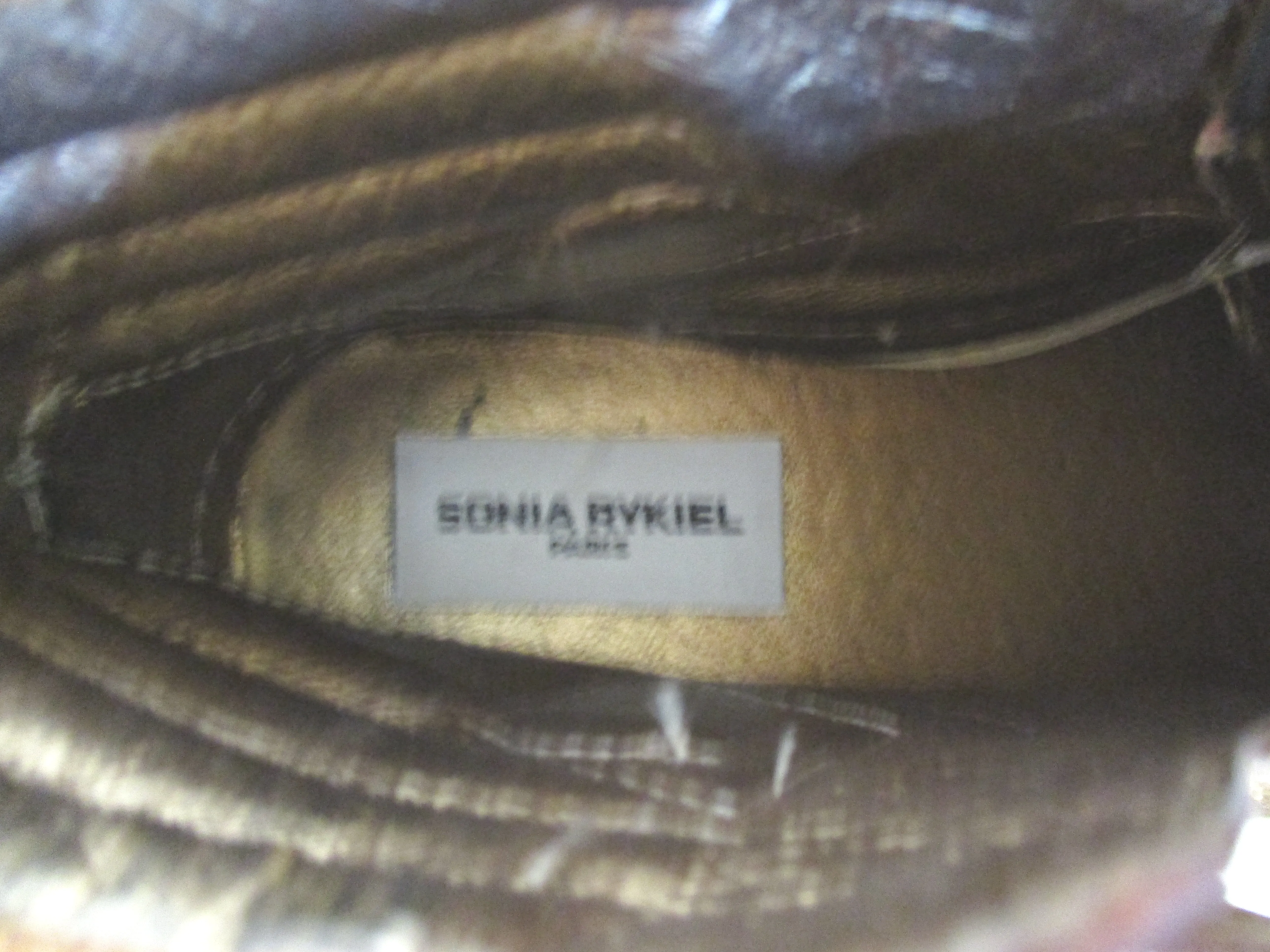 SONIA RYKIEL Leather Hi-Top Fashion Sneaker TRAINER Shoe 36 GOLD Sport