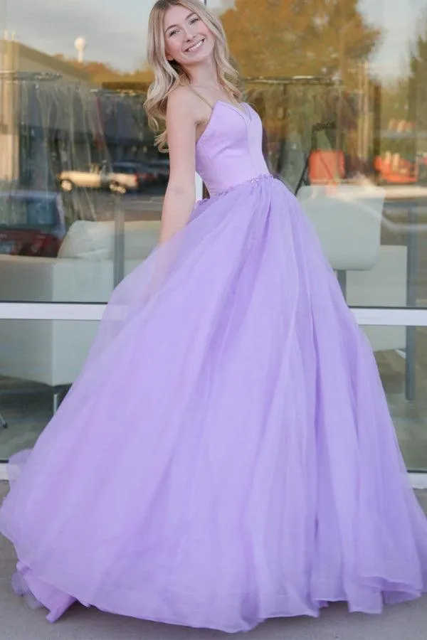 Sweetheart Ball Gown Prom Dresses Lilac Tulle Formal Dress  PSK353