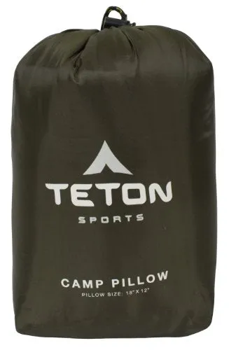 TETON Sports Camp Pillow; Great for Travel, Camping and Backpacking; Washable, Green, 12 x 18 inches; 9.6 Ounces