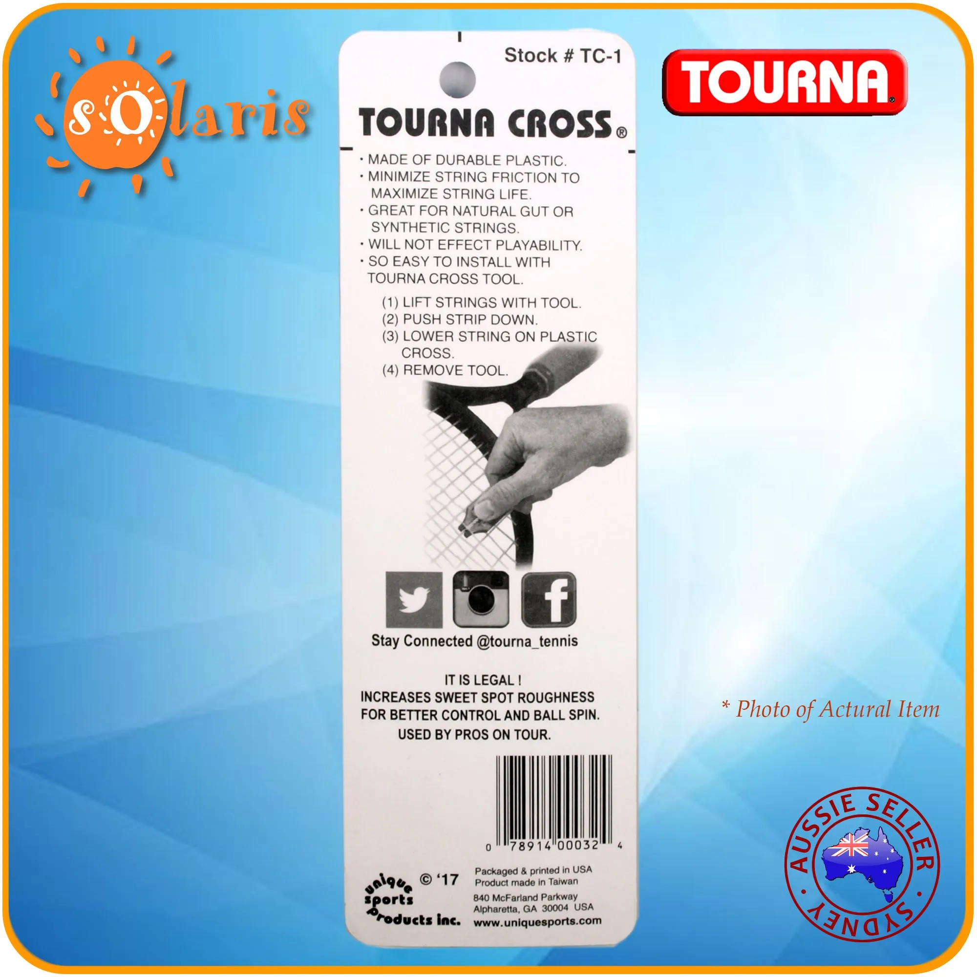 TOURNA Cross Tennis Racquet String Saver with Applicator