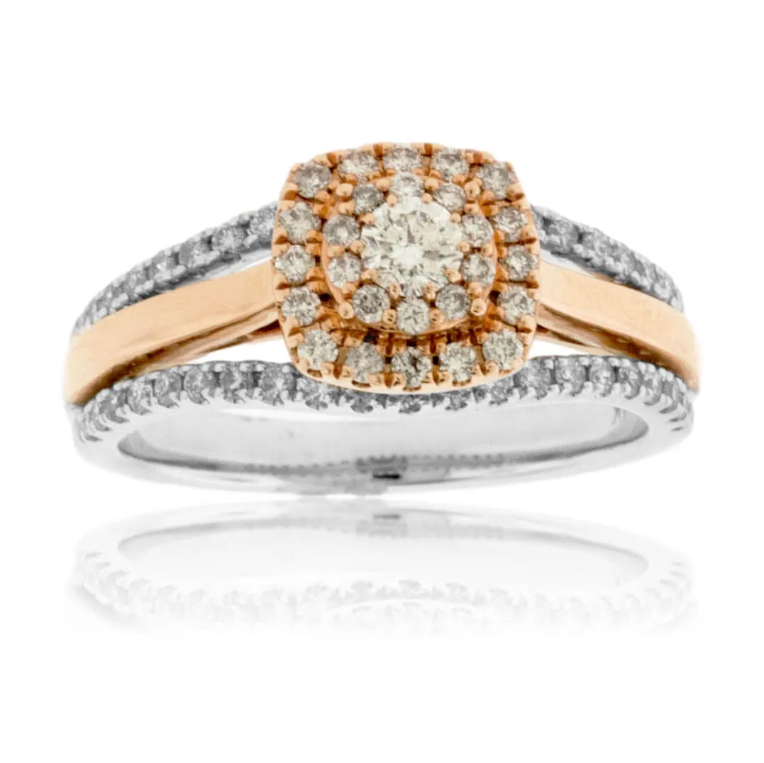 Two Tone Diamond Cluster Style Ring