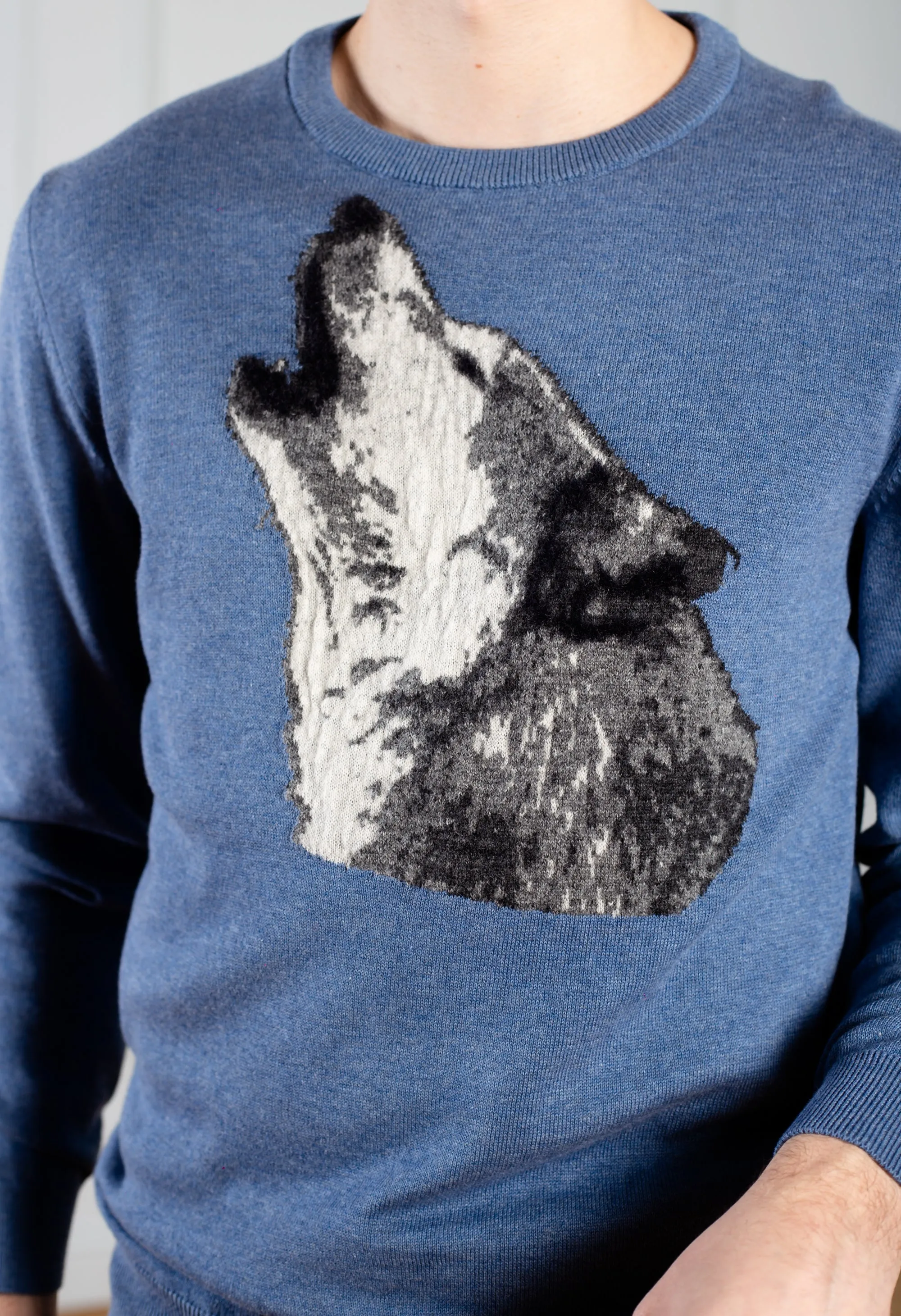 Unisex Blue jeans sweater Wolf