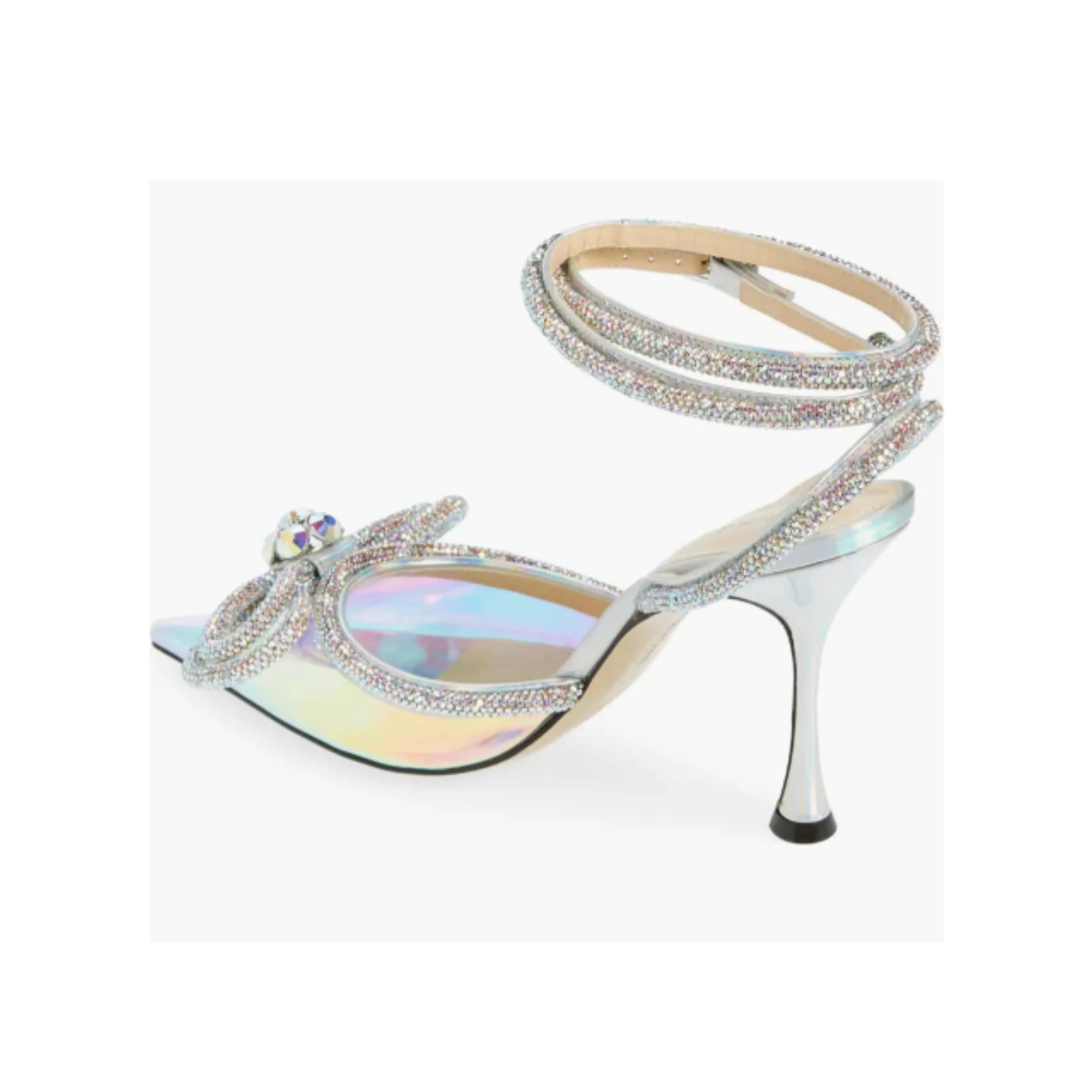 Victoria Double Bow Pointed Toe Pump in holographic