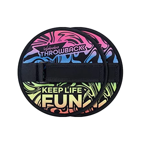 Waboba Throwback, Next Generation AIRLYFT Velcro Throw Back Game, Garden Neon Target Challenge with 2 Paddles & 1 Glider, Catch Fun for All Ages, One Size