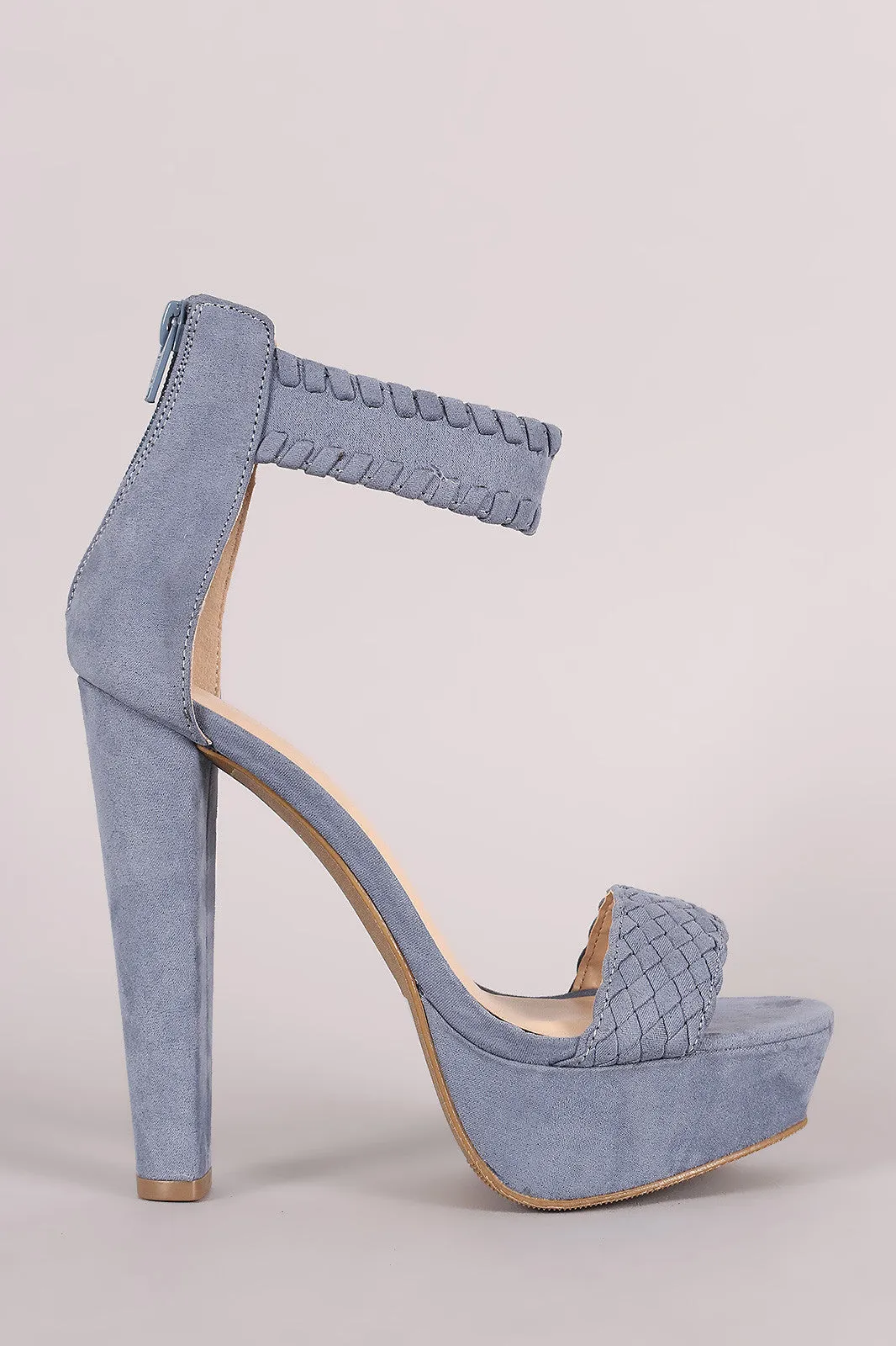 Wild Diva Braided Suede Chunky Platform Heel