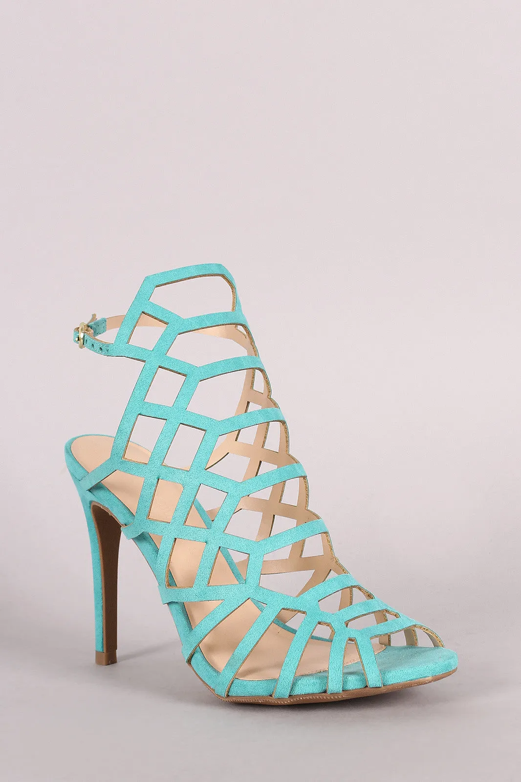 Wild Diva Lounge Caged Peep Toe Stiletto Heel