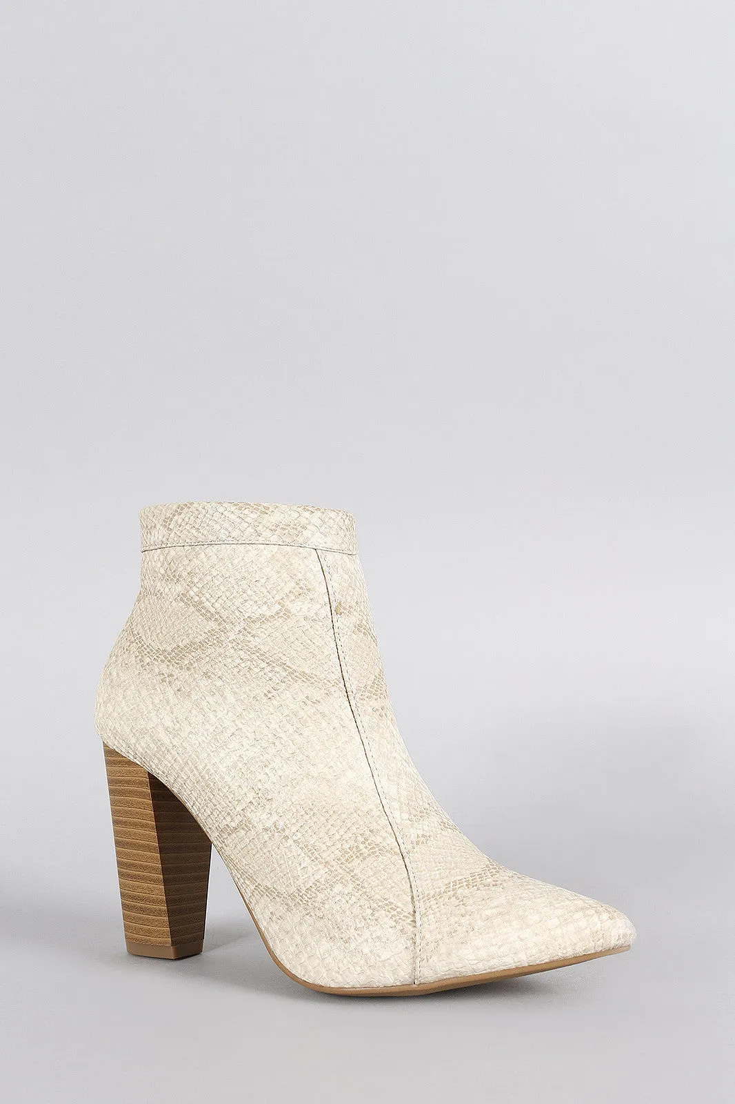 Wild Diva Lounge Snake Pointy Toe Heeled Ankle Boots