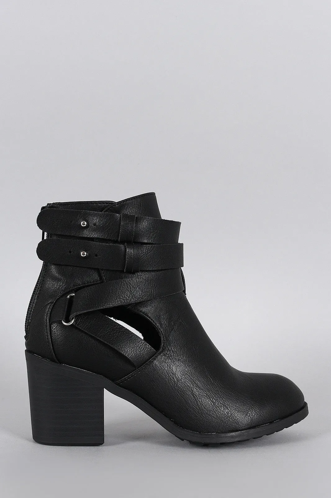 Wild Diva Lounge Studs Strappy Cutout Bootie