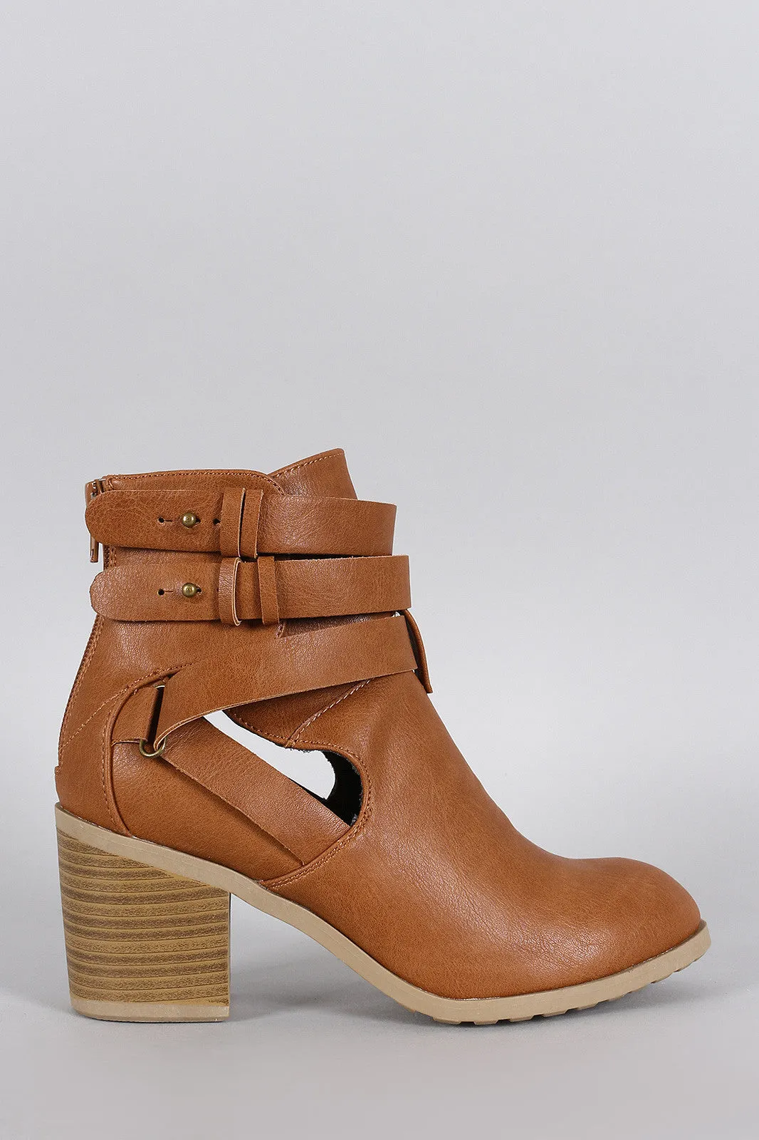 Wild Diva Lounge Studs Strappy Cutout Bootie