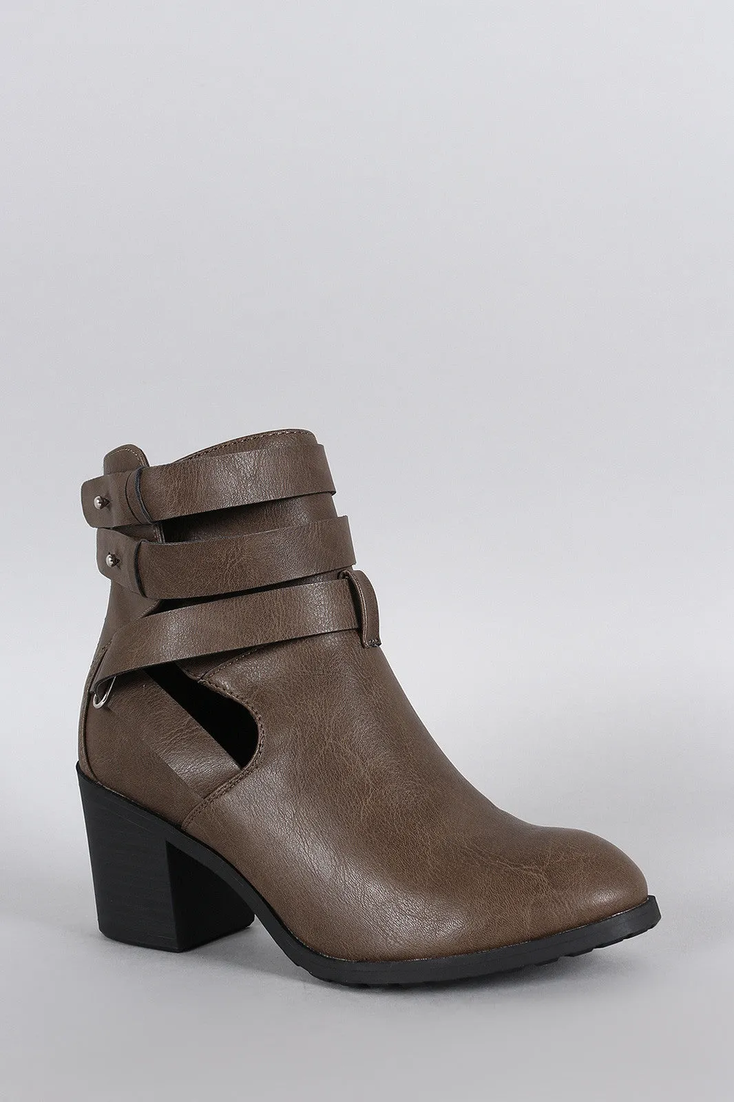 Wild Diva Lounge Studs Strappy Cutout Bootie