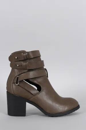 Wild Diva Lounge Studs Strappy Cutout Bootie