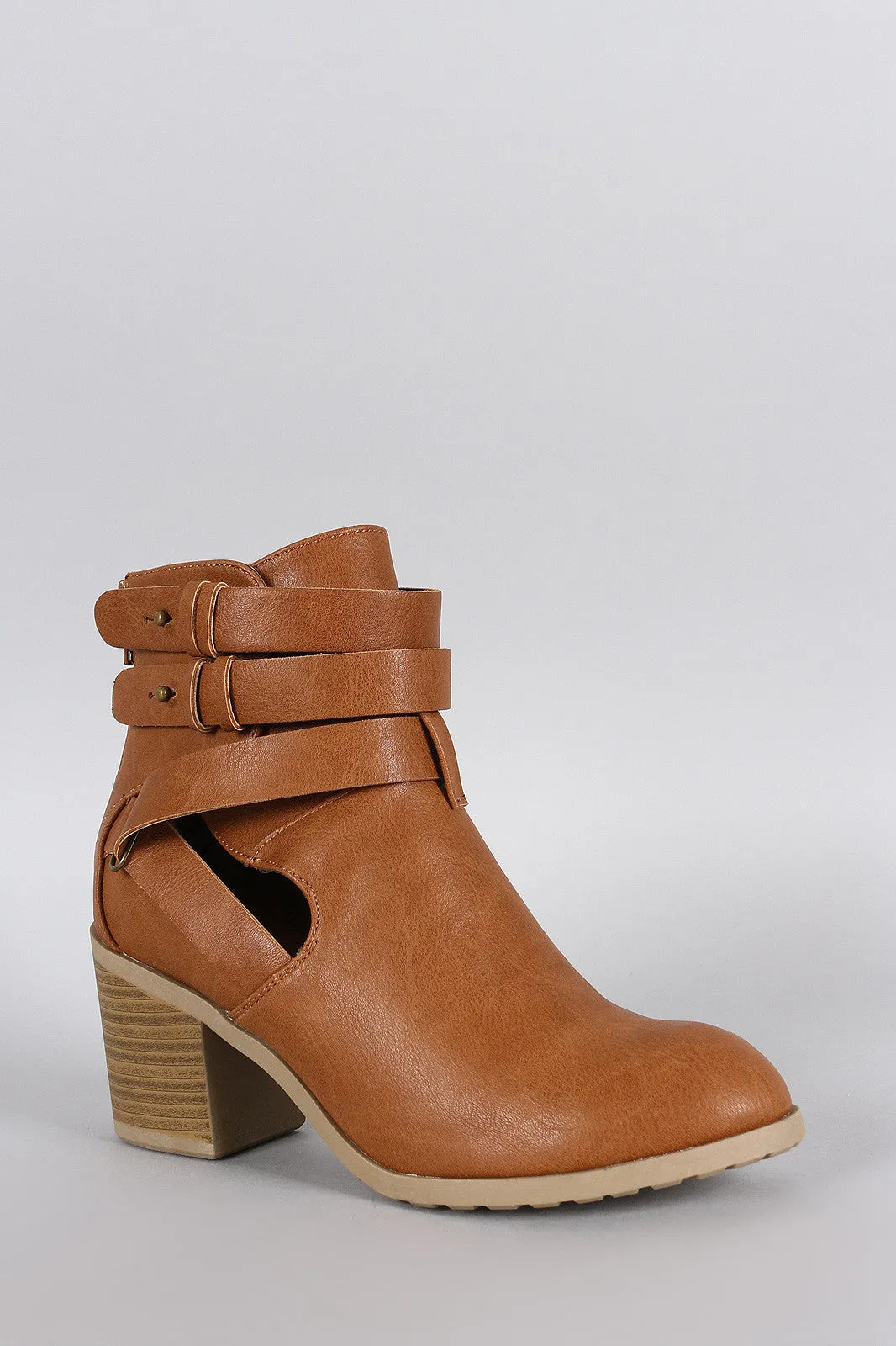 Wild Diva Lounge Studs Strappy Cutout Bootie