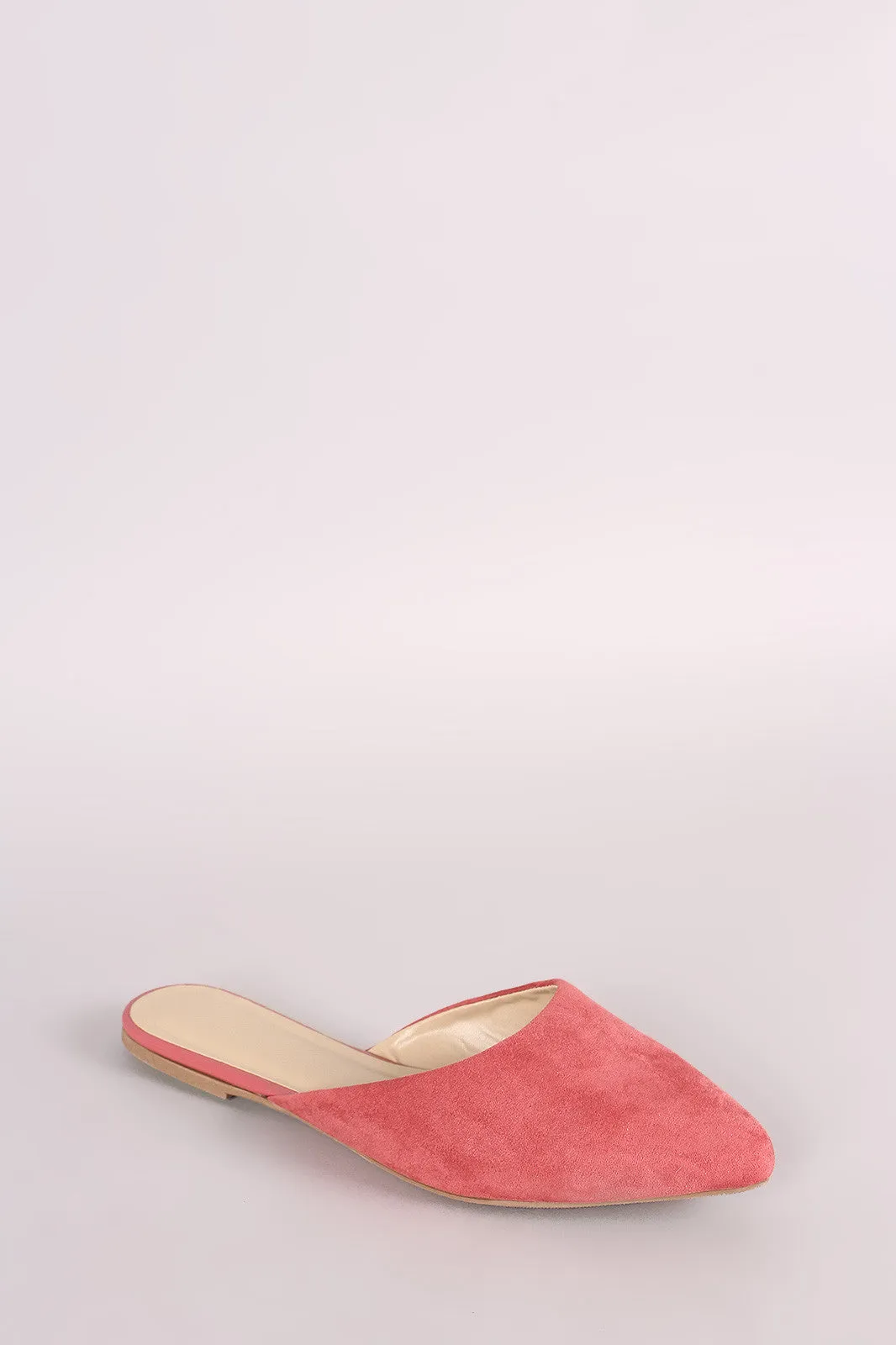 Wild Diva Lounge Suede Pointy Toe Mule Loafer Flat