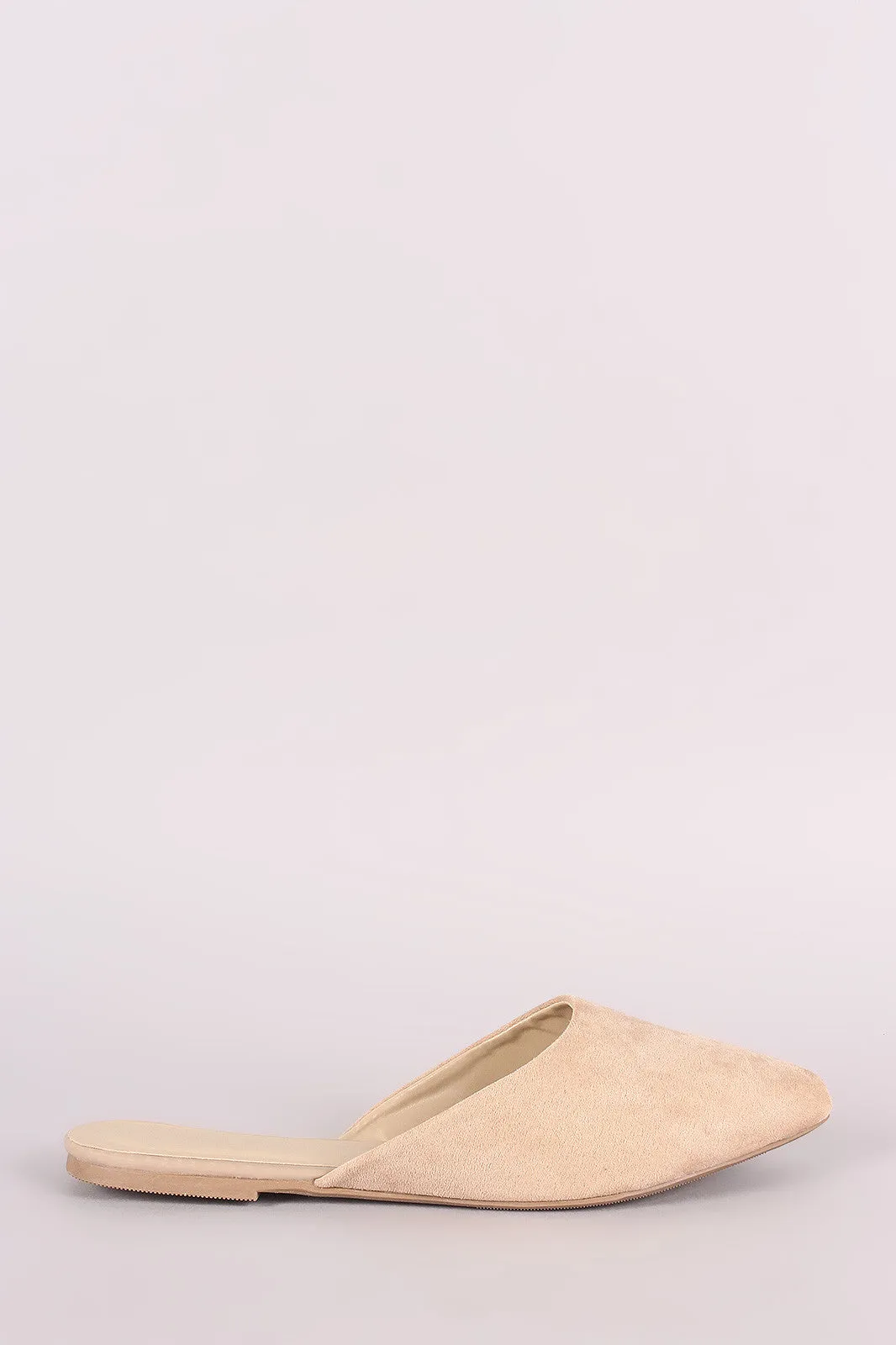 Wild Diva Lounge Suede Pointy Toe Mule Loafer Flat