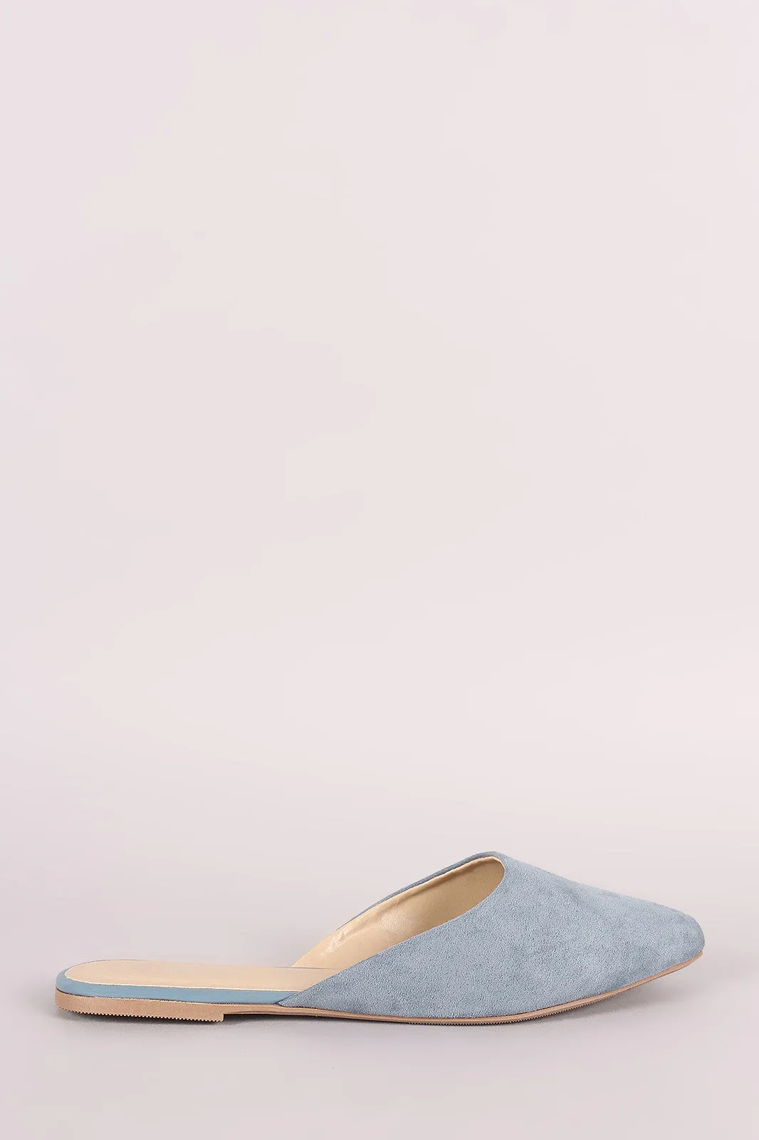 Wild Diva Lounge Suede Pointy Toe Mule Loafer Flat