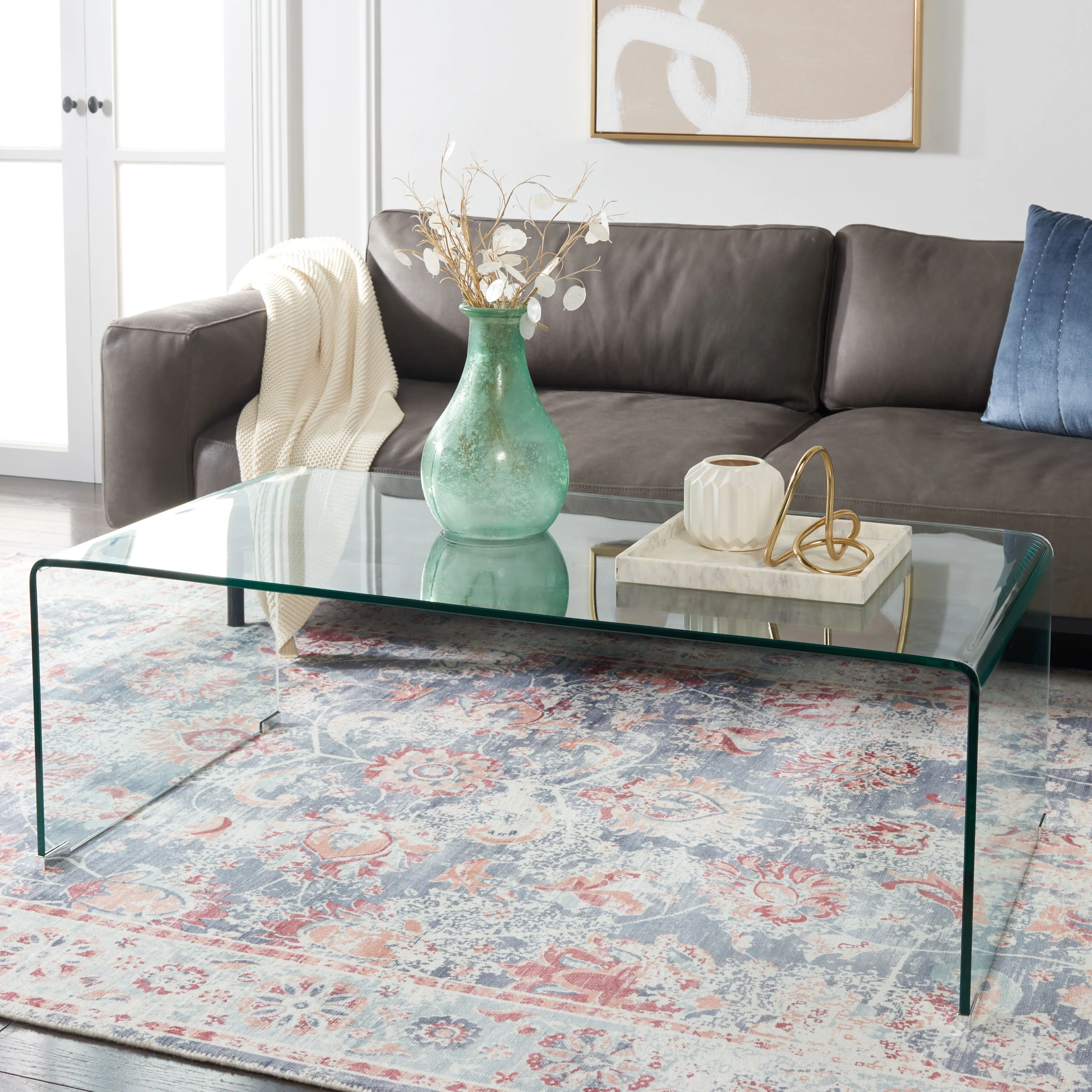 WILLOW GLASS COFFEE TABLE/CLEAR