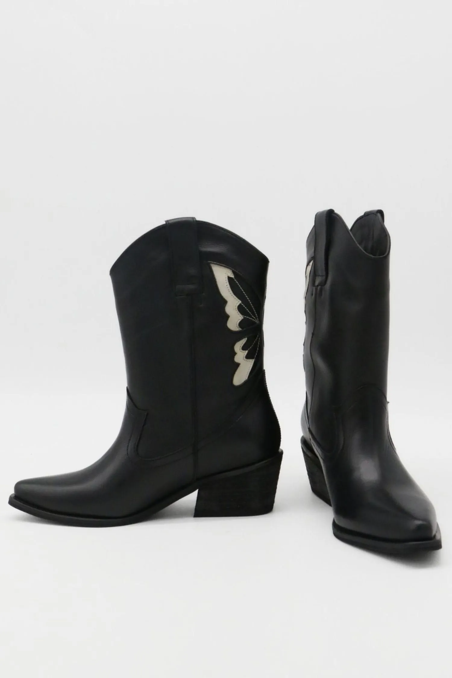 Woodstock western cowboy boots in black leather womens shoes