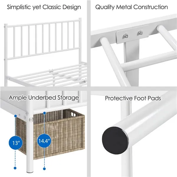 Yaheetech 14 Inch White Metal Bed