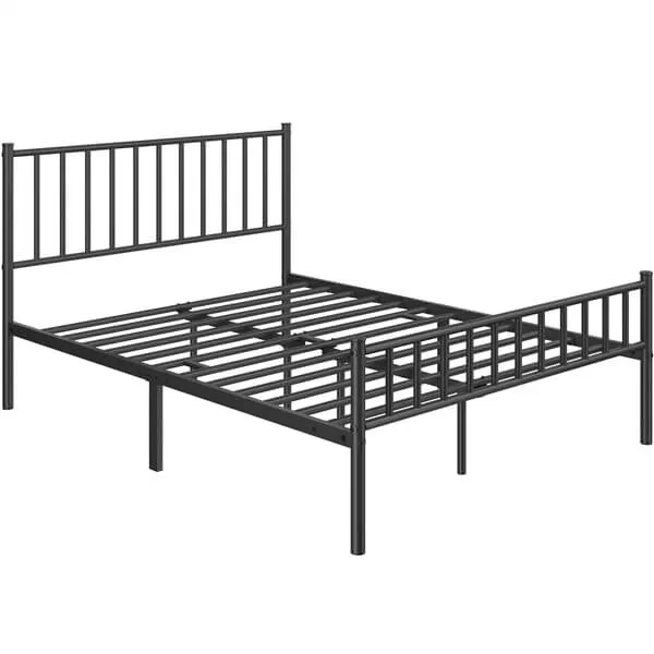 Yaheetech Minimalist Metal Bed Frame with Spindle Headboard and Footboard