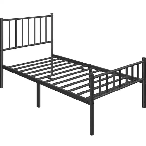 Yaheetech Minimalist Metal Bed Frame with Spindle Headboard and Footboard