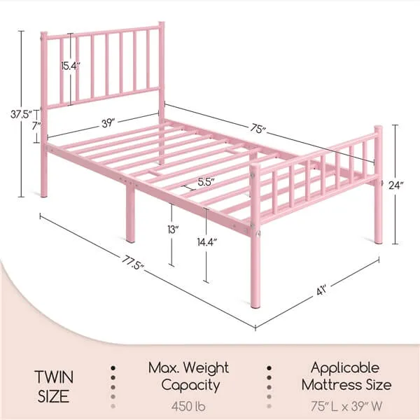 Yaheetech Twin Size Bed Frame Metal Platform Bed